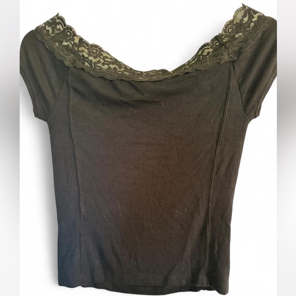 Free People Black Lace Trim Top - Picture 5 of 7